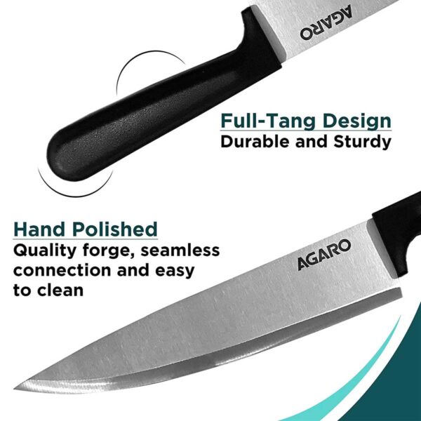AGARO Majestic 3 Pcs Knife Set for Kitchen, High Carbon Stainless Steel, Non-Slip PP Handle, Cooking, Cutting, Slicing, Utility, Paring, Home and Restaurant Use, Silver.