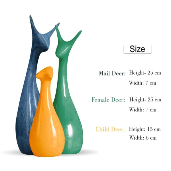 Beautiful Home Decor Lucky Deer Statue Family Ceramic Statues - (Set of 3, Yellow Green & Blue)