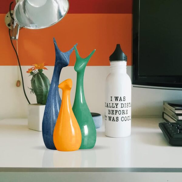 Beautiful Home Decor Lucky Deer Statue Family Ceramic Statues - (Set of 3, Yellow Green & Blue)