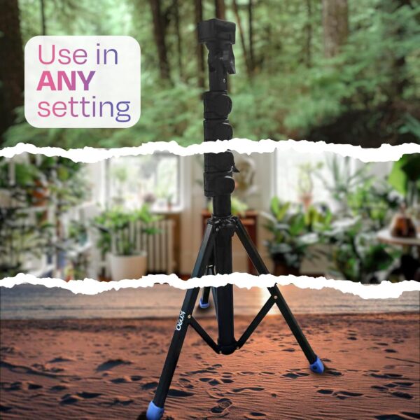 Kreo Stayble Tripod Stand with Mobile Phone Holder for Mobile Phone, Ring Lights & Camera Light, Camera Stand Tripod for Video Recording & Video Shooting, Black, 1.6m