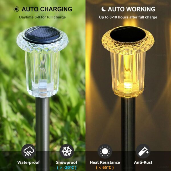 Solar Outdoor Lights 10 Pack Pathway Solar Lights LED Waterproof Stainless Steel Garden Stake for Pathway, Walkway, Sidewalk, Driveway, Lawn (Yellow)