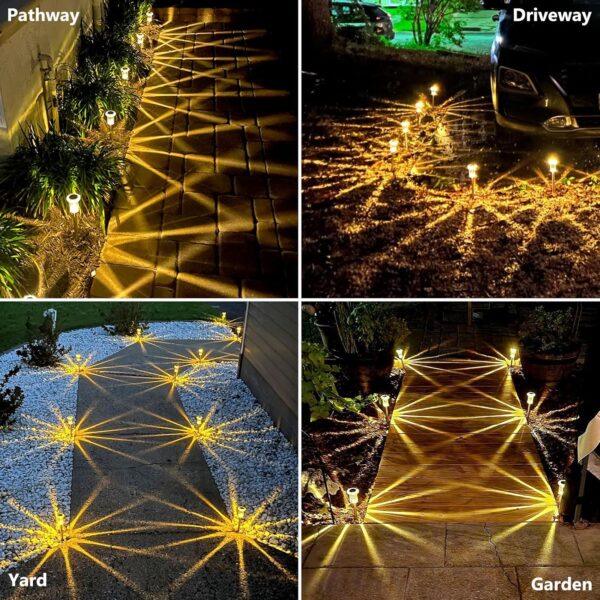 Solar Outdoor Lights 10 Pack Pathway Solar Lights LED Waterproof Stainless Steel Garden Stake for Pathway, Walkway, Sidewalk, Driveway, Lawn (Yellow)