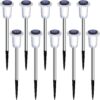 Solar Outdoor Lights 10 Pack Pathway Solar Lights LED Waterproof Stainless Steel Garden Stake for Pathway, Walkway, Sidewalk, Driveway, Lawn (Yellow)
