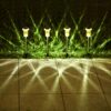 Solar Outdoor Lights 10 Pack Pathway Solar Lights LED Waterproof Stainless Steel Garden Stake for Pathway, Walkway, Sidewalk, Driveway, Lawn (Yellow)