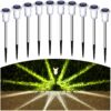 Solar Outdoor Lights 10 Pack Pathway Solar Lights LED Waterproof Stainless Steel Garden Stake for Pathway, Walkway, Sidewalk, Driveway, Lawn (Yellow)
