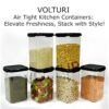 VOLTURI Air Tight Kitchen Containers Set of 6, Kitchen Storage Box for Pulses, Cereals, Grains, Dry Fruits, Pantry Organization, Kitchen Accessories Items for Home, Food Grade (1200 ML, Transparent)