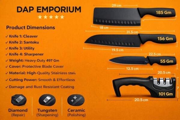 1772867979_Stainless-Steel-Knives-with-Sharpener-31-Pcs-Professional-Knives-for-Kitchen-Vegetable-Knife-Set-for-Home-Restaurant-3-Slot-Sharpener-Best-Kitchen-Knife-Set-Kitchen-Accessories.jpg Stainless Steel Knives with Sharpener (3+1 Pcs) | Professional Knives for Kitchen, Vegetable Knife Set for Home & Restaurant | 3 Slot Sharpener Best Kitchen Knife Set | Kitchen Accessories