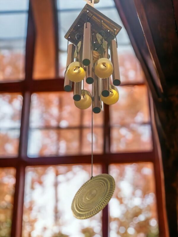 Paradigm Pictures Home Decoration Items Wind Chimes for Home (Golden,Pipe & Hanging Bells)