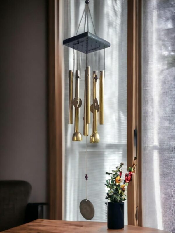 Paradigm Pictures Home Decoration Items Wind Chimes for Home (Golden,Pipe & Hanging Bells)