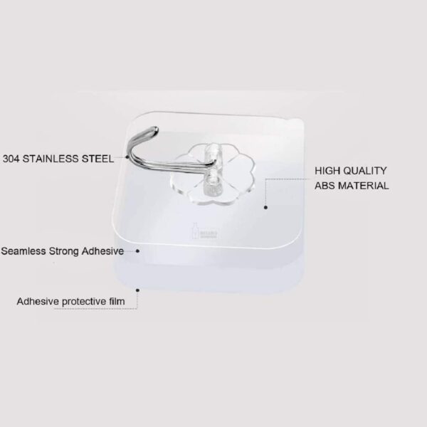 PVC Wall Hooks for Bathroom Accessories Without Drill, Pack of 30, Transparent