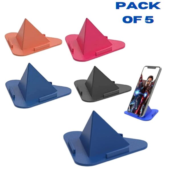SKYCELL Portable Three-Sided Triangle Desktop Stand Mobile Paradise Universal Phone Pyramid Shape Holder Desktop Stand (Multi Color) (Pack of 5) Mobile Holder