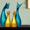 AA NM & Sons Lucky Deer Family Set of 4 (Peacock Blue, Gold)