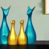 AA NM & Sons Lucky Deer Family Set of 4 (Peacock Blue, Gold)
