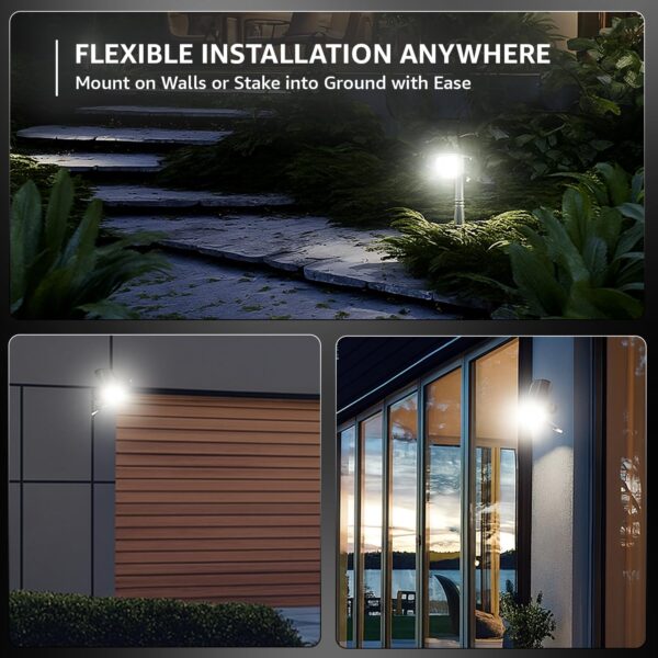 Amazon Basics Solar Landscape Spotlight | 24 LED Beads | Adjustable Head | 2 Lighting Modes | IP65 Waterproof | Wall & Ground Mount | Outdoor Garden Path Light