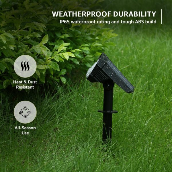 Amazon Basics Solar Landscape Spotlight | 24 LED Beads | Adjustable Head | 2 Lighting Modes | IP65 Waterproof | Wall & Ground Mount | Outdoor Garden Path Light