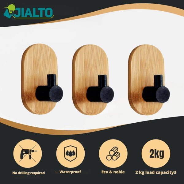 JIALTO Hanging Hooks - Adhesive Wall Hook 2Pcs, Hooks for Wall Without Drilling, Towel Hooks, Coat Hook, Robe Hook, Door Hanger Towel, Bathroom Bedroom Kitchen Hotel Pool