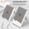 Tukzer Foldable & Portable Desktop Telescopic Smartphone Tablet Table Stand with Adjustable Height, Angle & Silicone Pad Supports Upto 11 Inch(27cm) Tab for Android & Mobile (White)
