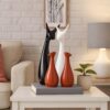 Home Decor Lucky Deer Family Statue Piano Finish Ceramic Figures Home Decor Lucky Deer Family Statue Piano Finish Ceramic Figures - (Set of 4, Brown, Black, White)