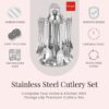 Parage 24 Pieces Lily Cutlery Set Stainless Steel with Stand (Contains 6 Dinner Spoons, 6 Tea Spoon, 6 Dinner Fork, 6 Soup Spoons, 1 Stand) Spoon Set for Dining Table Stylish, Mirror Polished