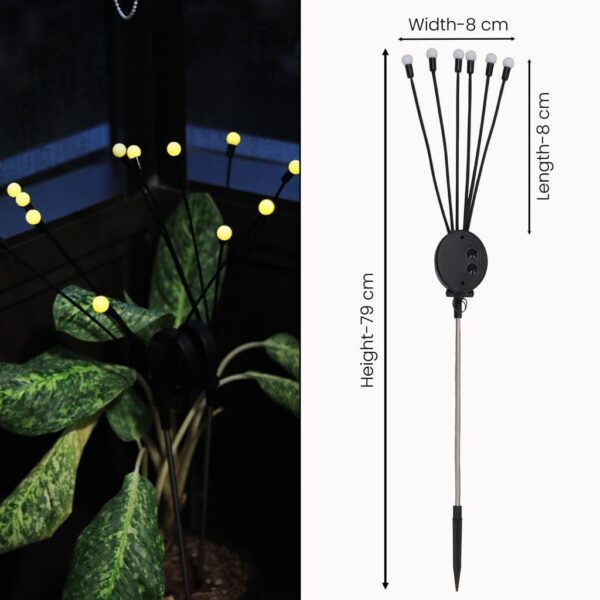 TrustBasket Fireflies Solar Light - Yellow - Set of 2 (6 Bulbs Each) Decorative Waterproof, Solar Starburst Swaying Lights When Wind Blows| Solar Lights Outdoor |LED Solar Garden Lights