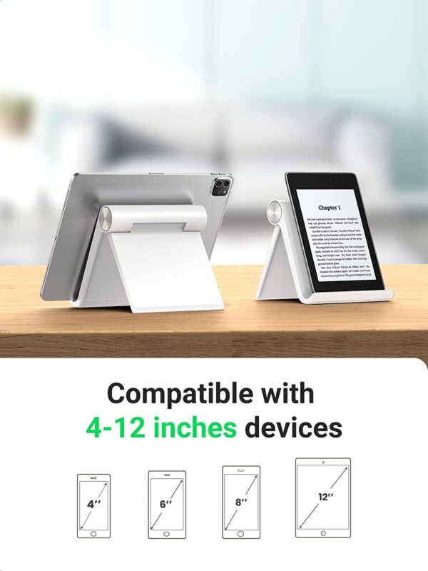 STRIFF Uph1W Multi Angle Tablet/Mobile Stand. Holder for iPhone, Android, Samsung, Oneplus, Xiaomi. Portable,Foldable Stand.Perfect for Bed,Office, Home,Gift and Desktop (White) Tabletop