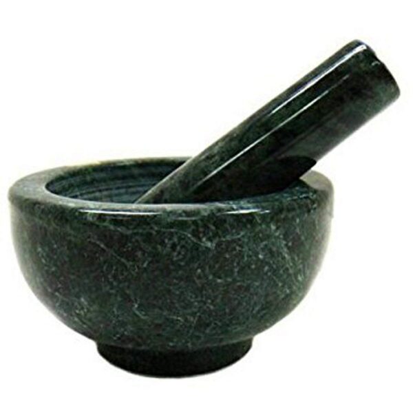 Simran Handicrafts B E Craft, Marble Mortar and Pestle Set, kharad, Masher Spice Mixer/Okhli and musle/Kharal for Kitchen 4 inches, Green Colour