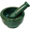 Simran Handicrafts B E Craft, Marble Mortar and Pestle Set, kharad, Masher Spice Mixer/Okhli and musle/Kharal for Kitchen 4 inches, Green Colour