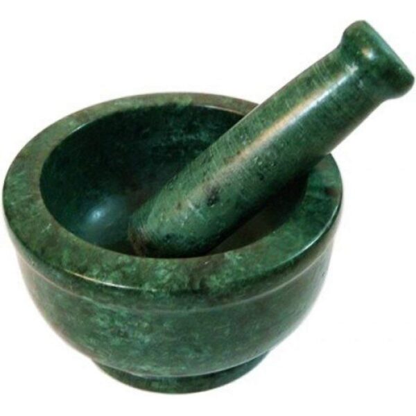 Simran Handicrafts B E Craft, Marble Mortar and Pestle Set, kharad, Masher Spice Mixer/Okhli and musle/Kharal for Kitchen 4 inches, Green Colour