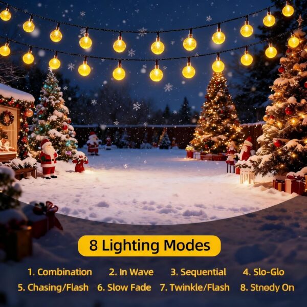 20 LED Solar Globe String Lights from Waterproof Outdoor Fairy Lights with 8 Modes | Warm White Decorative Lights for Garden, Patio, Balcony & Festive Decor