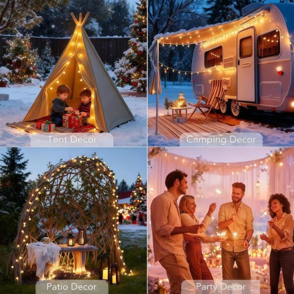 20 LED Solar Globe String Lights from Waterproof Outdoor Fairy Lights with 8 Modes | Warm White Decorative Lights for Garden, Patio, Balcony & Festive Decor