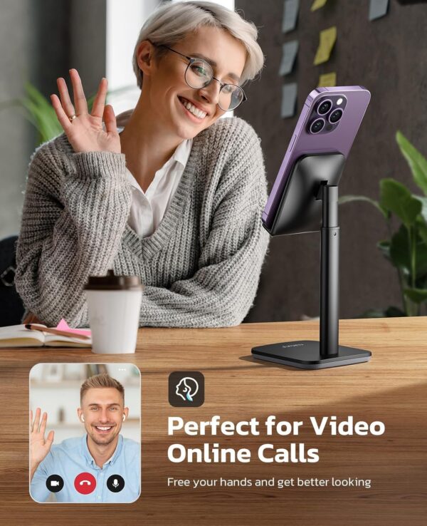 proffisy Mobile Stand for Table Height Adjustable Aluminium Phone Stand Holder for iPhone Kindle Stable Portable,Black