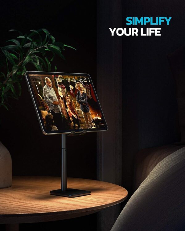 proffisy Mobile Stand for Table Height Adjustable Aluminium Phone Stand Holder for iPhone Kindle Stable Portable,Black