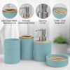 Story@Home 4 Pieces Bathroom Accessories Set - Teal | Toothbrush Holder, Soap Dispenser, Mouth Wash Cup & Soap Dish for Home Kitchen & Bathroom | Bathroom Essentials for Office