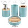 Story@Home 4 Pieces Bathroom Accessories Set - Teal | Toothbrush Holder, Soap Dispenser, Mouth Wash Cup & Soap Dish for Home Kitchen & Bathroom | Bathroom Essentials for Office