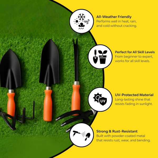 Kraft Seeds Gardening Hand Tools Set - 5 Pieces (Cultivator, Big and Small Trowel, Weeder, Fork) | Tools for Home Garden | Durable Plant Tool Kit | Farming Tools