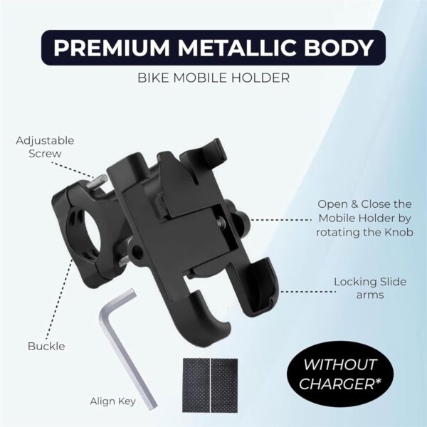 360° Rotating Bike Mobile Holder C1 Bike Mobile Stand Secure & Convenient Phone to Any Angle for Easy Navigation Fits for All Smartphones Black