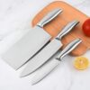 Stainless Steel Professional Premium Japanese Kitchen Knife Set | Meat Knife | Chef Knife with Non-Slip Handle Razor Sharp Manual Sharpening for Home Kitchen and Restaurant (Silver, 3 Piece)