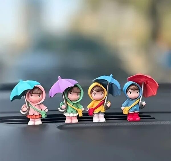 VRB Dec 4 Pcs Miniature Showpiece Set for Home Decor,Car Dashboard,Valentine,Living Room,Gifts Figurines,Cake Decoration Items,Figurines for Home Decor. (4 Pcs Open Umbrella Miniature)