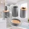 Story@Home 4 Pieces Bathroom Accessories Set - Grey | Toothbrush Holder, Soap Dispenser, Mouth Wash Cup & Soap Dish for Home Kitchen & Bathroom | Bathroom Essentials for Office