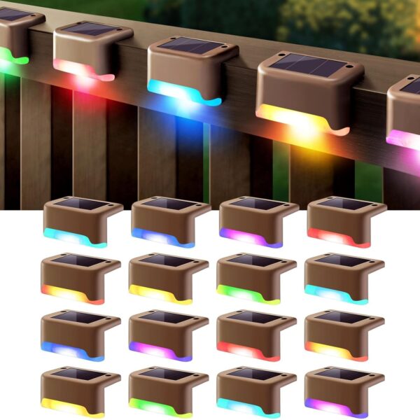 Solar Light Outdoor Garden, Solar Deck Lights lamp Home Stair Solar Light Outdoor Garden, Solar Deck Lights lamp Home Stair Step Light Waterproof Balcony Led Solar Powered Lights,Christmas Decoration Light (Color Changing) (Pack of 12)