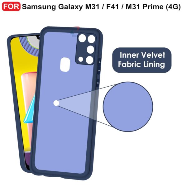 CEDO Back Cover for Samsung Galaxy M31 / F41 / M31 Prime | Camera Bump Protection & Inner Velvet Fabric Lining | Ultra Slim Matte Soft Rubberised Case Cover (Blue)