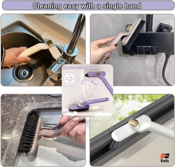 Multi-Function Bathroom Plastic Cleaning Brush,Tiles Cleaning Brush,Hard Bristle Rotating Crevice Gap Cleaning Brushes For Bathroom,Floor Cleaner Brush(Multi Colour)