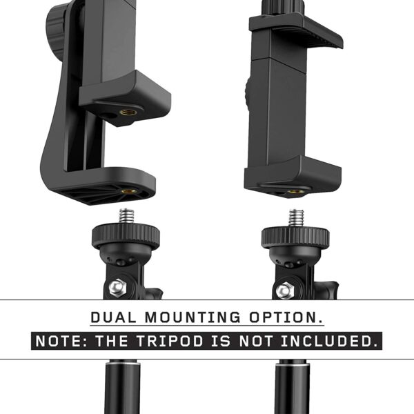 TECHONTO® 360° Degree Cell Phone Holder with Adjustable Clamp Phone Tripod Mount Adapter Compatible with Smartphones & All Types of Tripods – Black