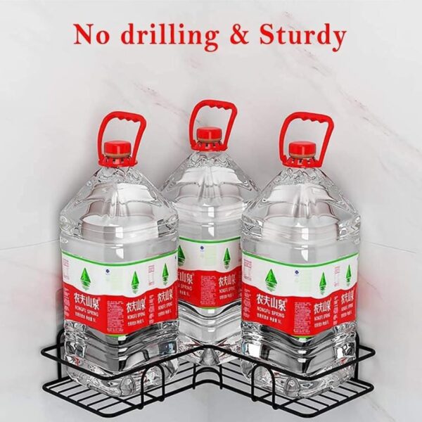 2 Metal (Pack of 2 Self-Adhesive Shelf/Storage Organizer for Bathroom and Kitchen Corner Wall Mounted Rack Shelf Bathroom Accessories Storage Rack (No Drilling-Shelf Adhesive)