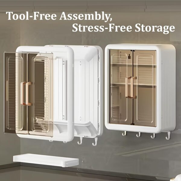 VIPEK Wall Mounted Bathroom Cabinet Organizer with Doors – Wall Mounted Waterproof PVC Cupboard, Space Saving Organiser for Bathroom Essentials & Toiletries (White)