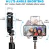 Portable Selfie Stick,Handy Tripod with Detachable Wireless Remote&Mini Tripod Stand for iPhone 13 12 11 Pro Xs Max Xr X 8 7 6 Plus,Smartphone (Without Light)(Black) Pack of 1