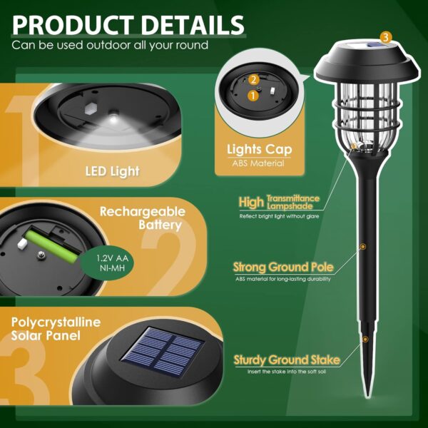 Solpex Abs Solar Lights for Outside, Solar Outdoor Pathway Garden Lights Waterproof, Solar Powered Landscape Lighting for Yard, Garden, Pathway, Patio, Porch, Walkway, Driveway, 12 Pack(Cold White)