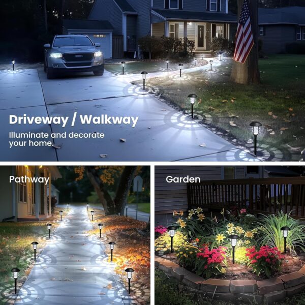 Solpex Abs Solar Lights for Outside, Solar Outdoor Pathway Garden Lights Waterproof, Solar Powered Landscape Lighting for Yard, Garden, Pathway, Patio, Porch, Walkway, Driveway, 12 Pack(Cold White)