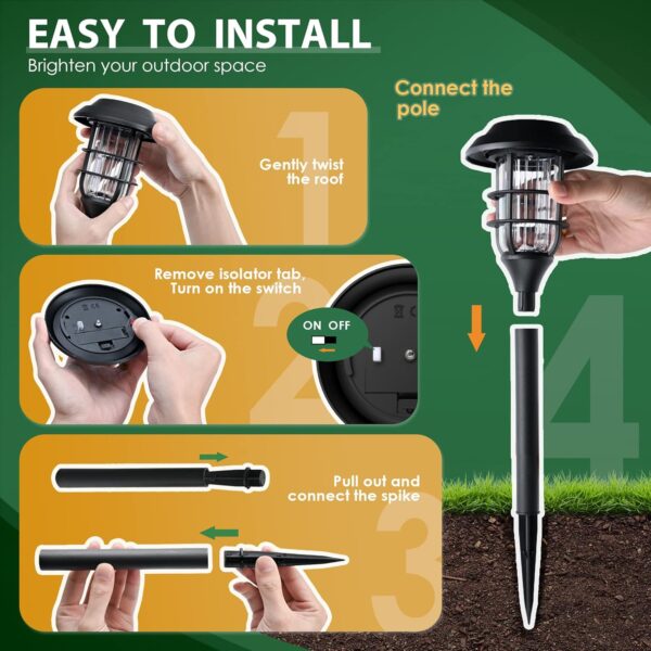 Solpex Abs Solar Lights for Outside, Solar Outdoor Pathway Garden Lights Waterproof, Solar Powered Landscape Lighting for Yard, Garden, Pathway, Patio, Porch, Walkway, Driveway, 12 Pack(Cold White)