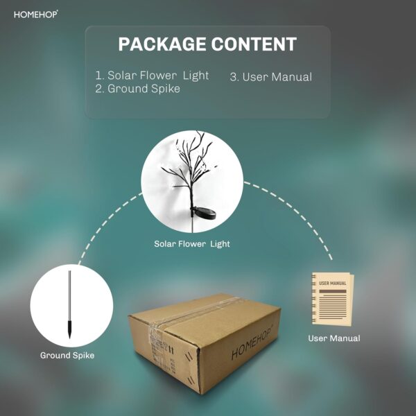 Homehop Stainless Steel, Abs Solar Light Outdoor Home 20 Led Blossom Waterproof Decorative Flower Lamp for Garden, Landscape, Patio, Balcony Auto On/Off (Multi Color Pack of 1)